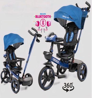 TRICICLO BABY CRAFT ASIENTO GIRATORIO CON SONIDOS USB Y LLANTAS GOMA AZUL PARA NIÑOS - 2