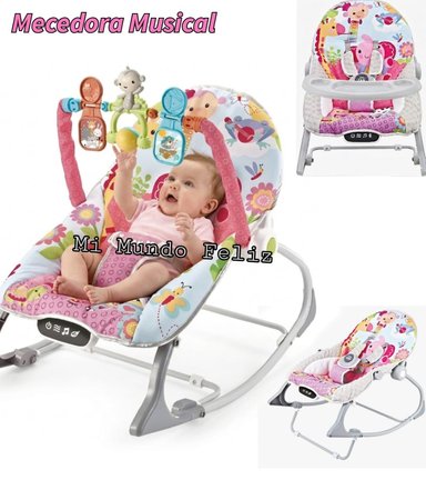 MECEDORA BABY CAM ELEFANTITA ROSADO BEBE MUSICAL VIBRADORA - 1