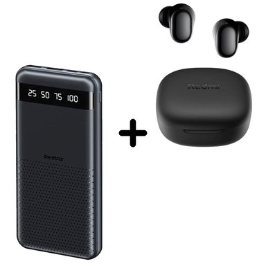 COMBO POWER BANK REMAX RPP-10 NEGRO + AUDÍFONO XIAOMI 6 PLAY NEGRO - 1