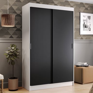 ROPERO MADESA 1097CB 2 PUERTAS 2 CAJONES NEGRO TOKIO CORREDIZAS - 2