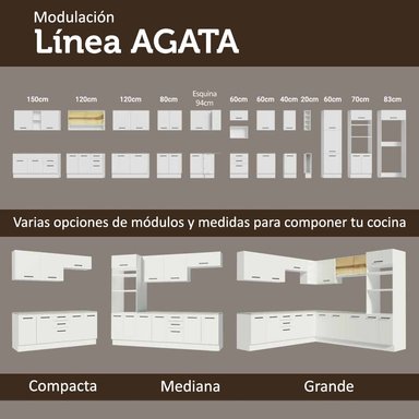 MUEBLE DE COCINA MADESA G24123AG 2 CAJONES AGATA 10 CM MOSTRADOR PARA FREGADERO - 10
