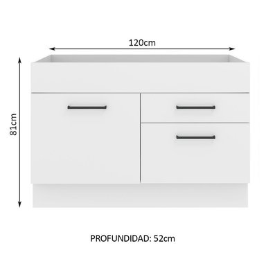 MUEBLE DE COCINA MADESA G24123AG 2 CAJONES AGATA 10 CM MOSTRADOR PARA FREGADERO - 2