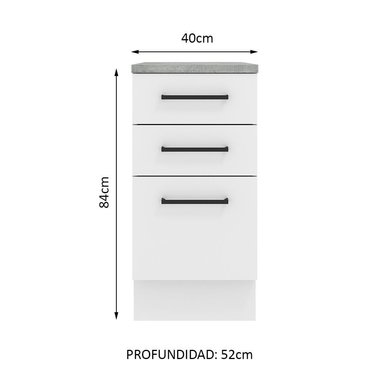 MUEBLE DE COCINA MADESA AGATA 3 CAJONES 40 CM - 2