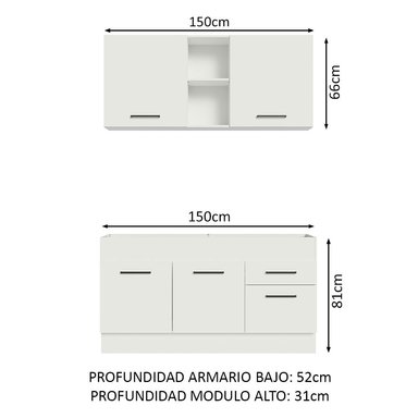 MUEBLE DE COCINA INTEGRAL AGATA 150 CM - BLANCO 02 - 3