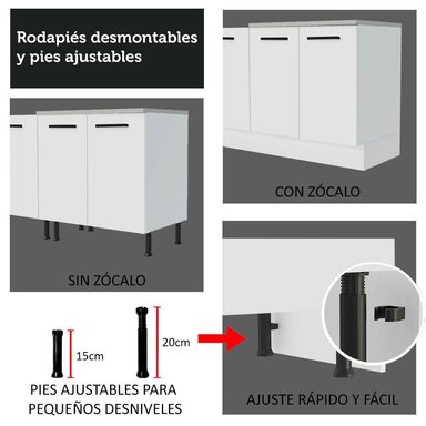 MUEBLE DE COCINA MADESA AGATA 120 CM MOSTRADOR PARA FREGADERO - 8