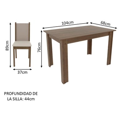 JUEGO COMEDOR MADESA 4 SILLAS CÍNTIA MESA TABLERO MADERA - 2