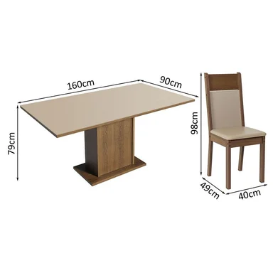 JUEGO COMEDOR MADESA MDJA060141 6 SILLAS CREMA AUGUSTA MARRON BEIGE - 3
