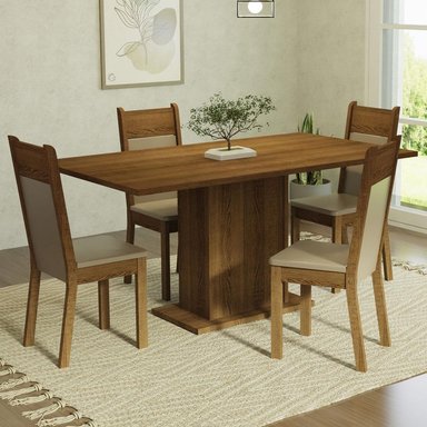 JUEGO DE COMEDOR ELISA CON 4 SILLAS CREMA/MARRON/BEIGE - 2