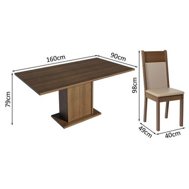 JUEGO DE COMEDOR ELISA CON 4 SILLAS CREMA/MARRON/BEIGE - 3