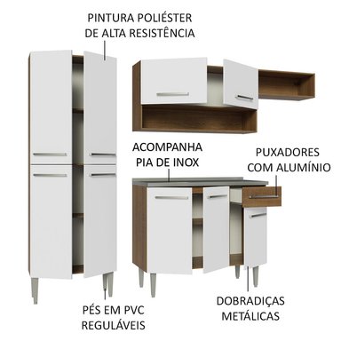 COCINA INTEGRAL MADESA GREM229012 1 CAJÓN 229CM CON FREGADERO MARRON/BLANCO EMILLY 12 - 4