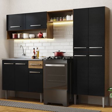 MUEBLE DE COCINA INTEGRAL EMILLY 229 CM CON LAVADERO 10 - MARRÓN/NEGRO - 2
