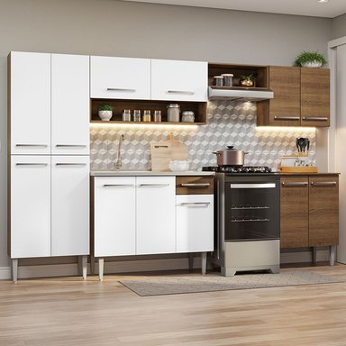 COCINA INTEGRAL MADESA GREM293008 1 CAJÓN 293CM CON FREGADERO MARRON/BLANCO EMILLY 08 - 2
