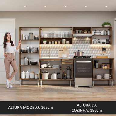 COCINA INTEGRAL MADESA GREM293008 1 CAJÓN 293CM CON FREGADERO MARRON/BLANCO EMILLY 08 - 5