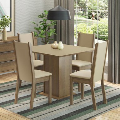 JUEGO COMEDOR MADESA MDJA0400217GPER 4 SILLAS MARRÓN ALANA MESA TAPA MADERA - 2