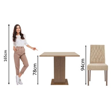 JUEGO COMEDOR MADESA MDJA0401377GSIM 4 SILLAS CREMA LIVIA MARRÓN IMPERIAL - 4