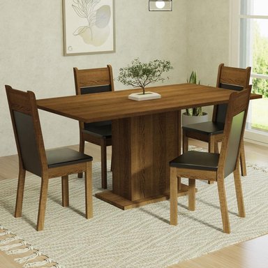 JUEGO COMEDOR MADESA 4 SILLAS NEGRO MESA CON TABLERO MADERA MARRÓN ELISA - 2