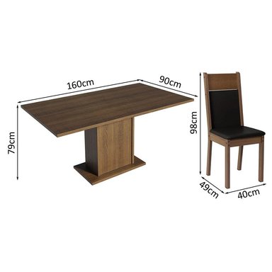 JUEGO COMEDOR MADESA 4 SILLAS NEGRO MESA CON TABLERO MADERA MARRÓN ELISA - 3