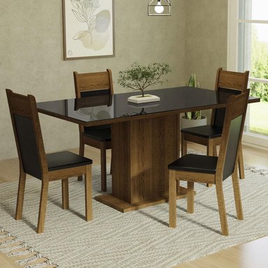 JUEGO COMEDOR MADESA 4 SILLAS MARRÓN GRETA NEGRO - 2
