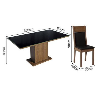 JUEGO COMEDOR MADESA 4 SILLAS MARRÓN GRETA NEGRO - 3