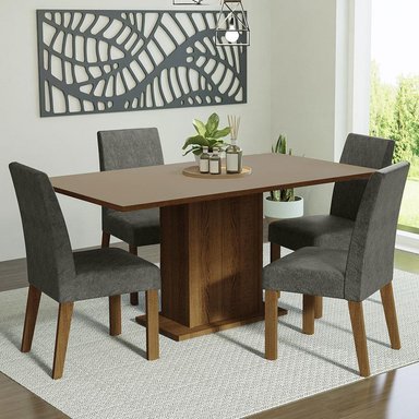 JUEGO COMEDOR MADESA 4 SILLAS MARRÓN KEILA CREMA PLATA - 2