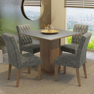 JUEGO COMEDOR MADESA 4 SILLAS GRIS LIVIA - 2