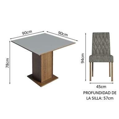 JUEGO COMEDOR MADESA 4 SILLAS GRIS LIVIA - 3