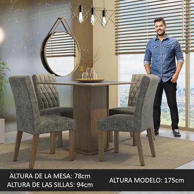 JUEGO COMEDOR MADESA 4 SILLAS GRIS LIVIA - 4