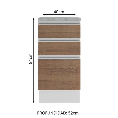 MUEBLE DE COCINA MADESA GLAMY 3 CAJONES 40 CM BLANCO/MARRÓN - 3