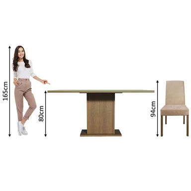 JUEGO COMEDOR MADESA 6 SILLAS CREMA ALEXIS TABLERO MADERA Y CUBIERTA CRISTAL - 4