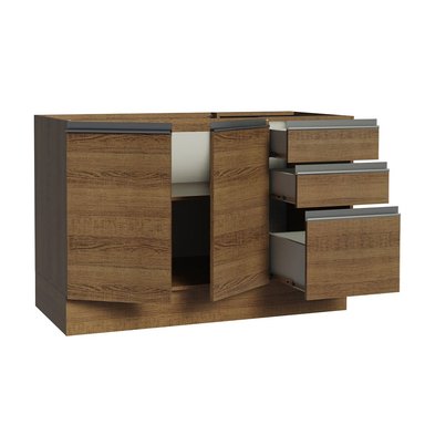 MUEBLE DE COCINA MADESA GLAMY 3 CAJONES 120 CM MOSTRADOR PARA LAVADERO CON PORTACUBIERTOS - 5