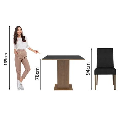 JUEGO COMEDOR MADESA 4 SILLAS NEGRO EVELIN OXFORD TABLERO MADERA Y CUBIERTA CRISTAL - 4