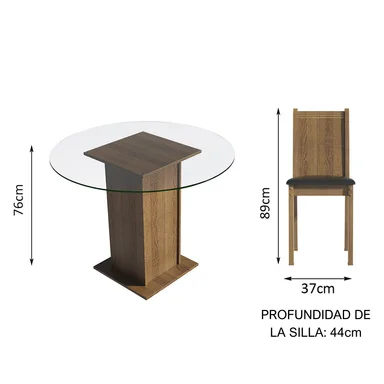 JUEGO DE COMEDOR DÉBORA CON 4 SILLAS - MARRÓN/NEGRO - 2