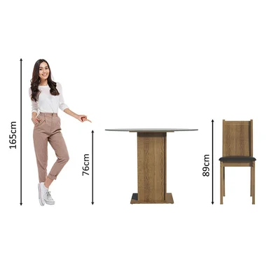 JUEGO DE COMEDOR DÉBORA CON 4 SILLAS - MARRÓN/NEGRO - 3