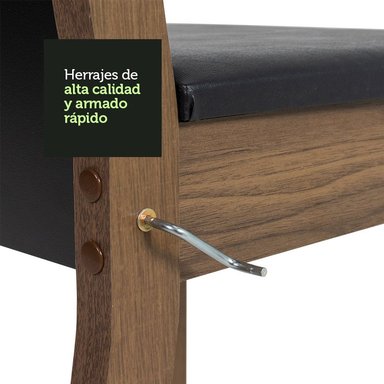 JUEGO DE COMEDOR DÉBORA CON 4 SILLAS - MARRÓN/NEGRO - 7