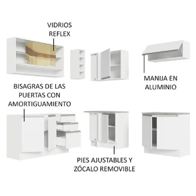 MUEBLE DE COCINA MADESA GLAMY INTEGRAL ESQUINERO 349 CM BLANCO 04 - 5