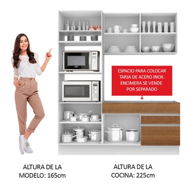 MUEBLE DE COCINA MADESA INTEGRAL LÍVIA 190 CM BLANCO/MARRÓN/BLANCO - 3