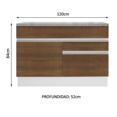 MUEBLE DE COCINA MADESA GLAMY 2 CAJONES 1 PUERTA Y 10 CM CON ENCIMERA BLANCO/MARRÓN - 3