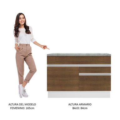 MUEBLE DE COCINA MADESA GLAMY 2 CAJONES 1 PUERTA Y 10 CM CON ENCIMERA BLANCO/MARRÓN - 4