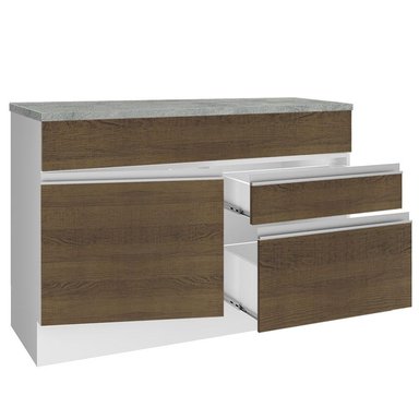 MUEBLE DE COCINA MADESA GLAMY 2 CAJONES 1 PUERTA Y 10 CM CON ENCIMERA BLANCO/MARRÓN - 5