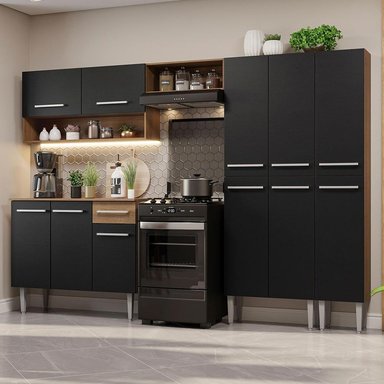 MUEBLE DE COCINA INTEGRAL EMILLY 261 CM 02 - MARRÓN/NEGRO - 2
