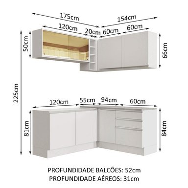 MUEBLE DE COCINA MADESA GLAMY INTEGRAL ESQUINERO 329 CM BLANCO 02 - 3