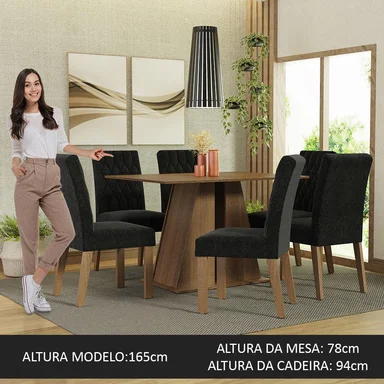 JUEGO COMEDOR MADESA 6 SILLAS NEGRO FABIANA - 4