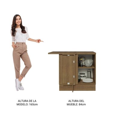 MUEBLE DE COCINA MADESA GLAMY ESQUINERO 1 PUERTA 94 CM MARRÓN/BLANCO - 4