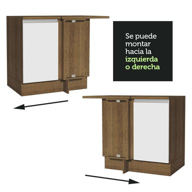 MUEBLE DE COCINA MADESA GLAMY ESQUINERO 1 PUERTA 94 CM MARRÓN/BLANCO - 9