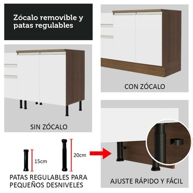 MUEBLE DE COCINA MADESA GLAMY ESQUINERO 1 PUERTA 94 CM MARRÓN/BLANCO - 10