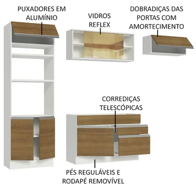 MUEBLE DE COCINA MADESA GLAMY INTEGRAL 270 CM BLANCO/MARRÓN 11 - 4
