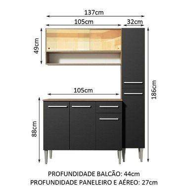 MUEBLE DE COCINA MADESA EMILLY INTEGRAL ART 137 CM MARRÓN/NEGRO 04 - 3