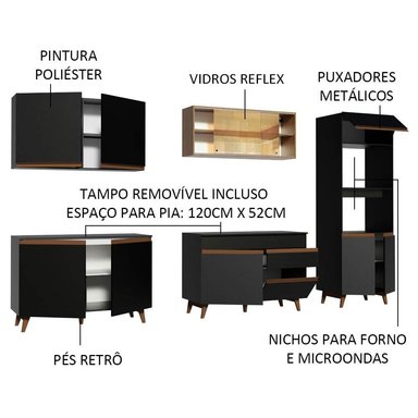 MUEBLE DE COCINA MADESA REIMS INTEGRAL 310 CM NEGRO/MARRÓN 01 - 4