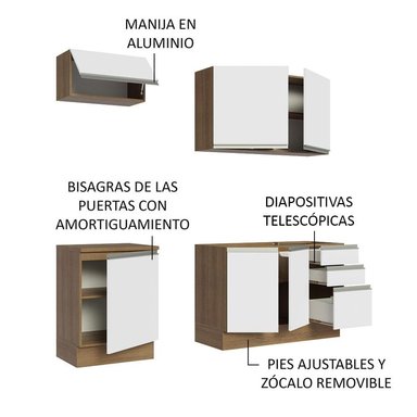 MUEBLE DE COCINA MADESA GLAMY INTEGRAL 180 CM MARRÓN/BLANCO 07 - 4