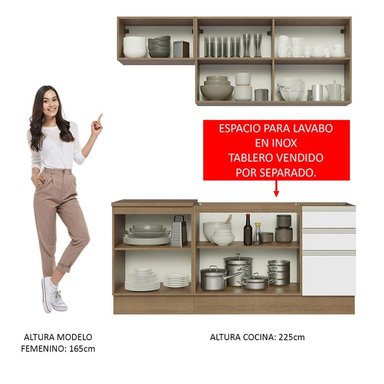 MUEBLE DE COCINA MADESA GLAMY INTEGRAL 180 CM MARRÓN/BLANCO 07 - 5